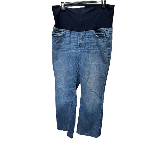 Ann Taylor Loft Maternity Blue Distressed Maternity Jeans Women's Sz 12 M Banded - Picture 1 of 6